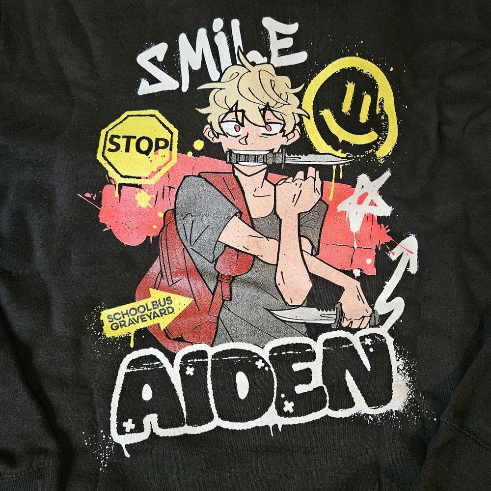 Webtoons SchoolBus Graveyard Aiden Black Sweatshirt Unisex